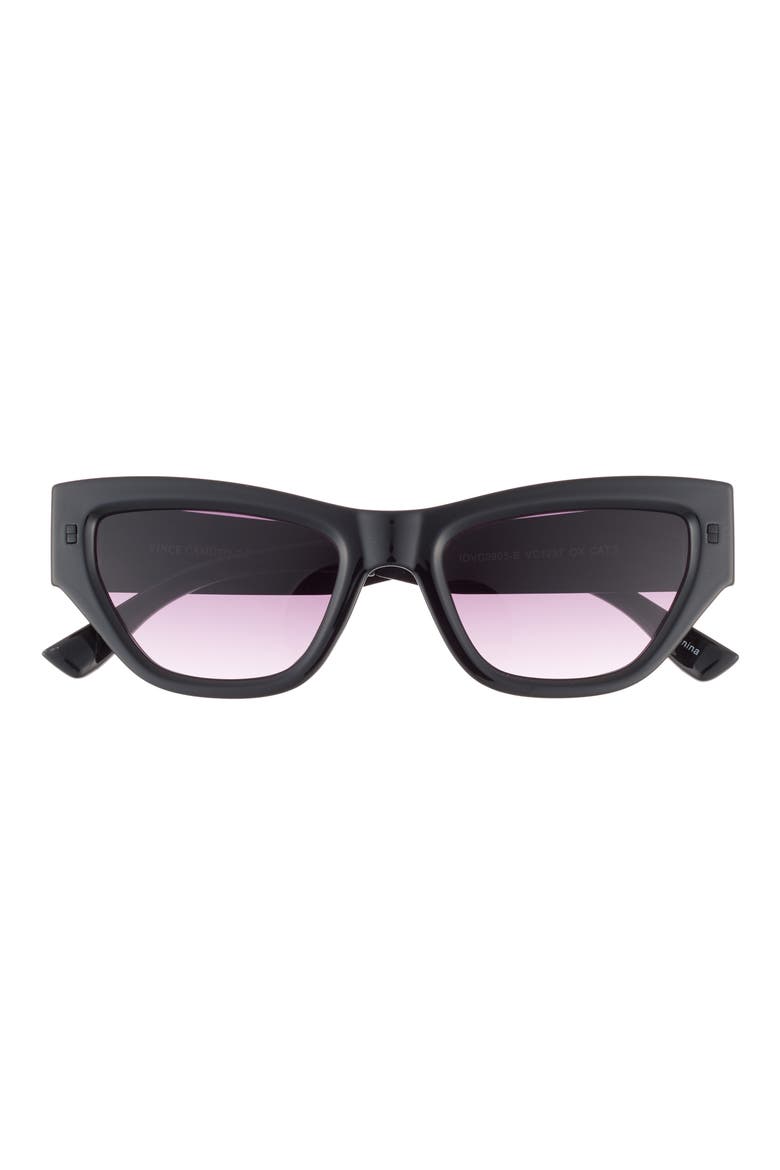 50mm Gradient Slim Cat Eye Sunglasses, Main, color, BLACK