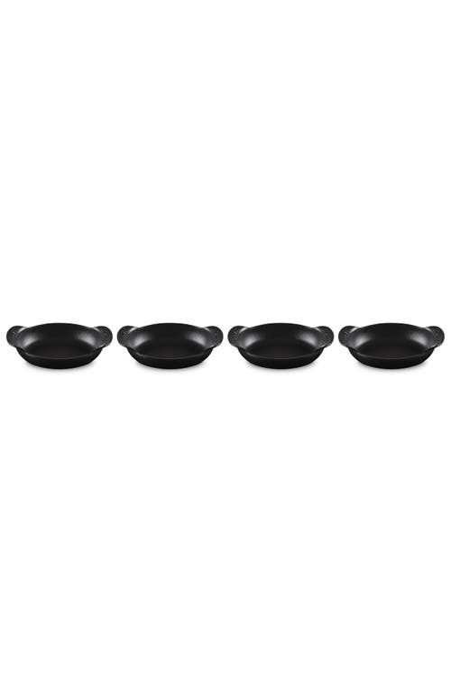 Le Creuset Gourmand Set Of 4 1/3-quart Enamel Cast Iron Oval Baker In Matte Black