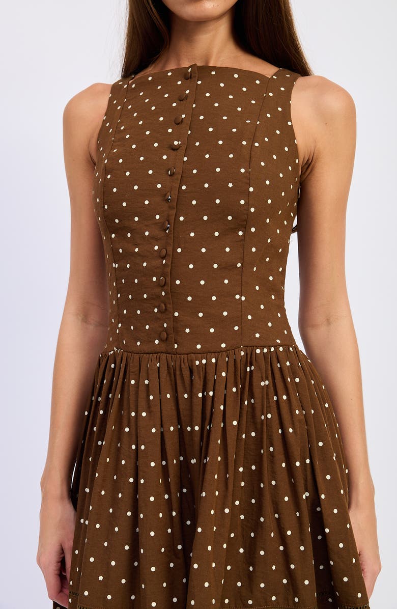 En Saison Stella Polka Dot Midi Dress, Alternate, color, Brown Ivory