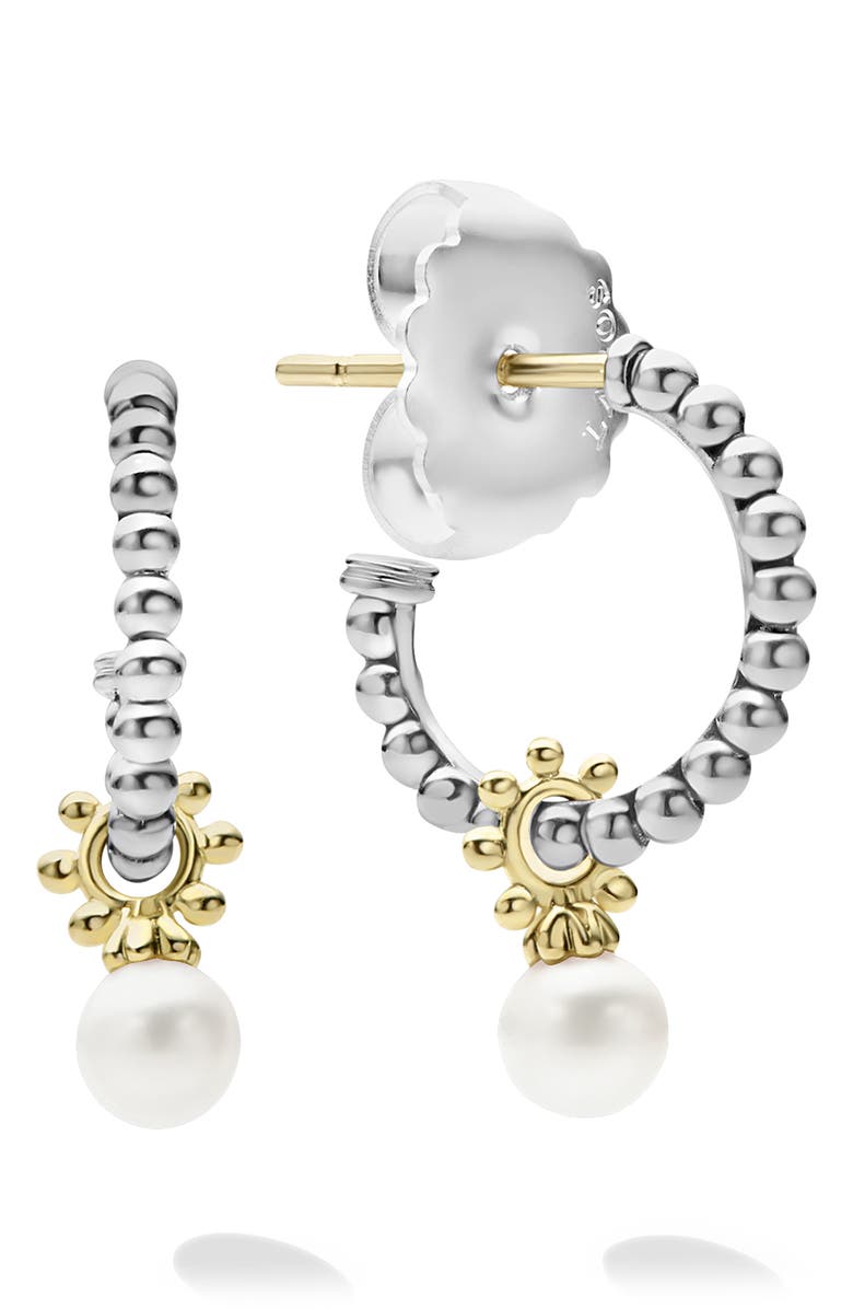 LAGOS Pearl Charm Hoop Earrings, Alternate, color, 