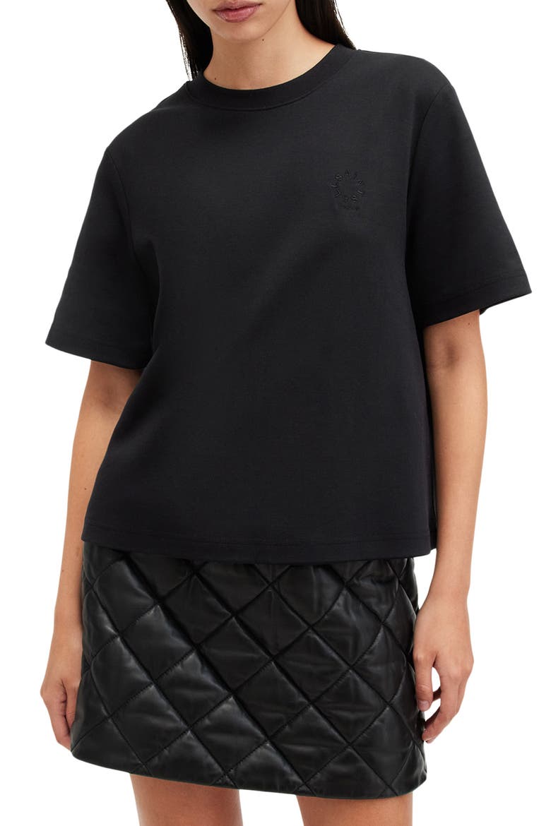 Lisa Cotton Crewneck T-Shirt, Main, color, BLACK