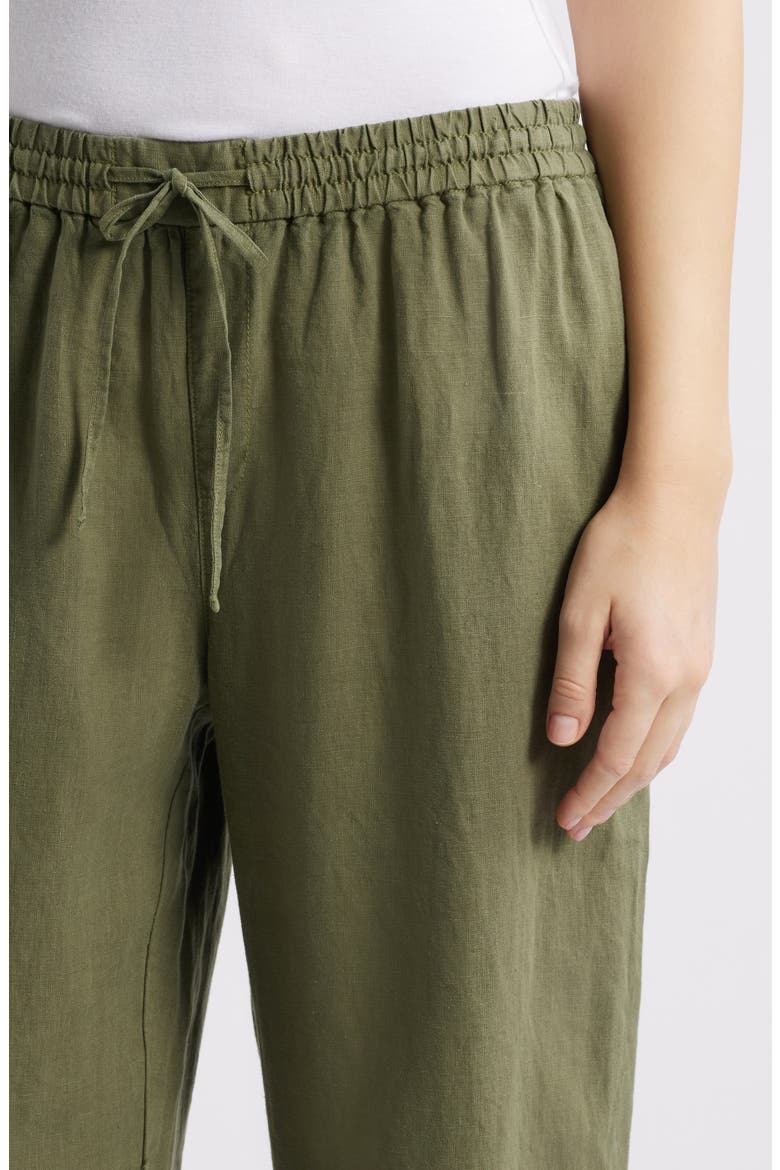 Two Palms Easy Linen Drawstring Pants, Alternate, color, DARK FERN