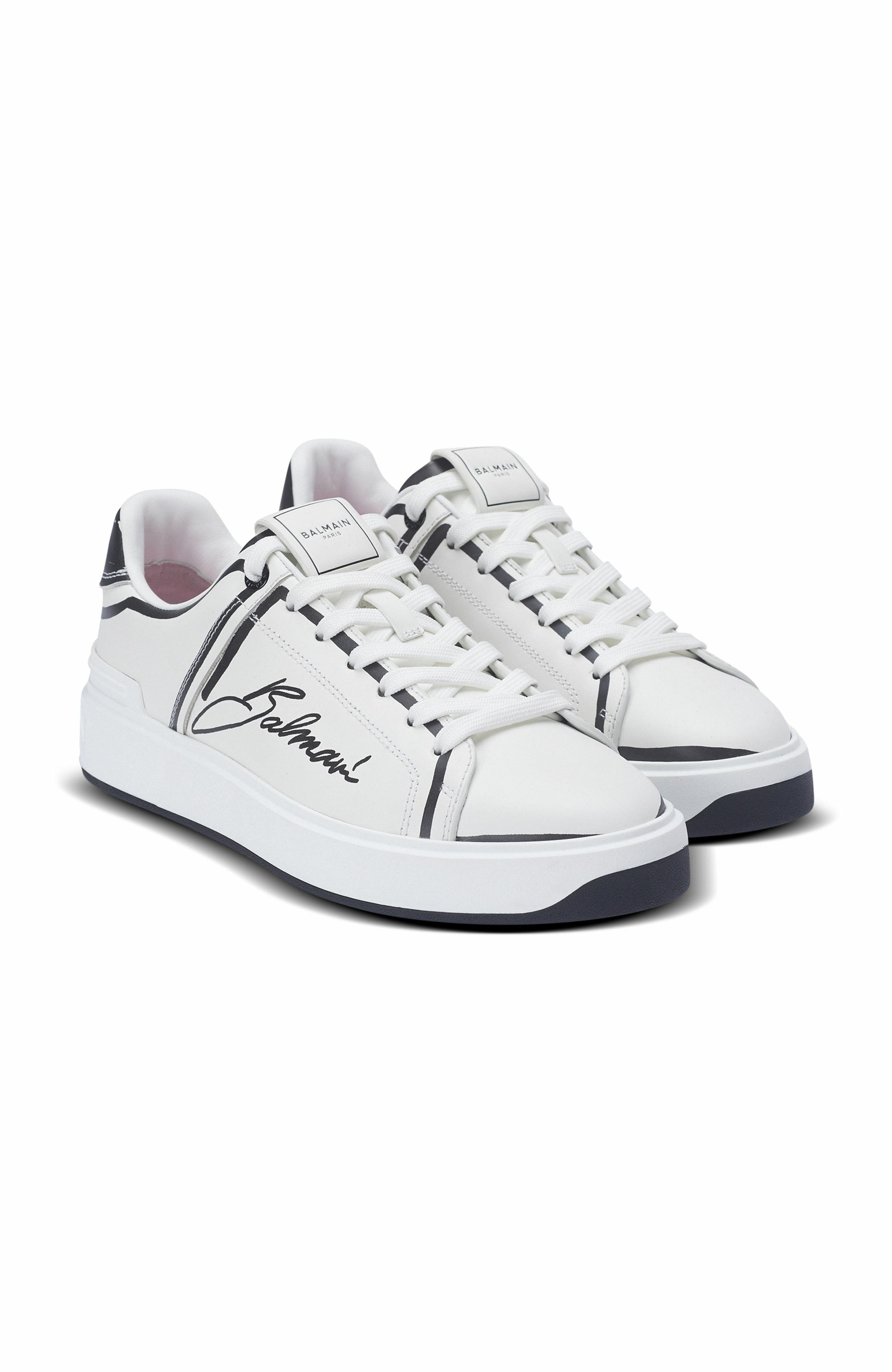 Balmain B-Court Printed Calfskin Trainers, Alternate, color, 