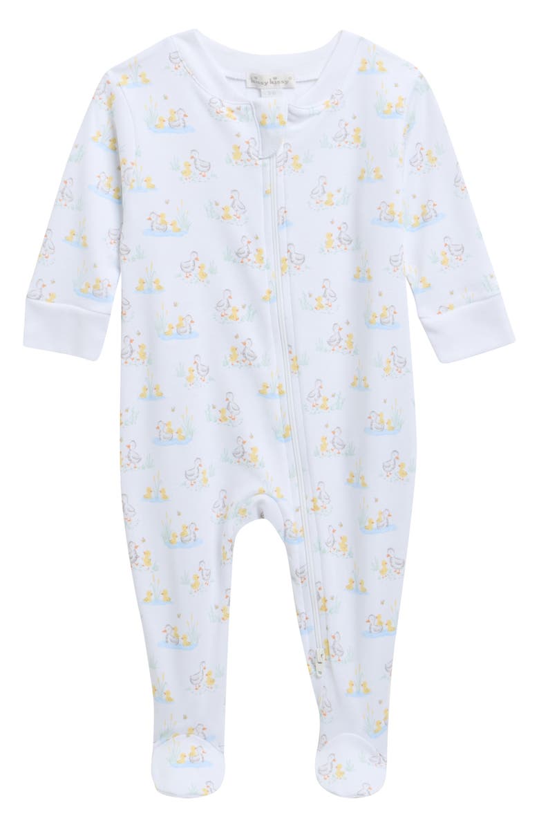 Kissy Kissy Pima Cotton Zip Footie, Main, color, White