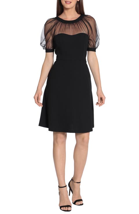 Mesh Illusion Short Sleeve Dress