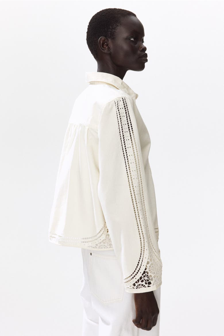 Cotton Jacket With Eyelet Embroidery, Alternate, color, Cream