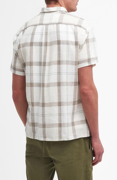 Barbour Croft Regular Fit Plaid Short Sleeve Linen Blend Button-up Shirt In Saltmarsh Tartan