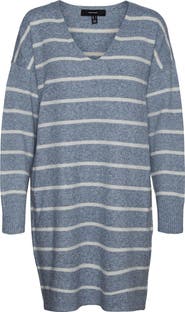 VERO MODA CURVE Doffy Stripe Long Sleeve Recycled Blend Sweater Dress