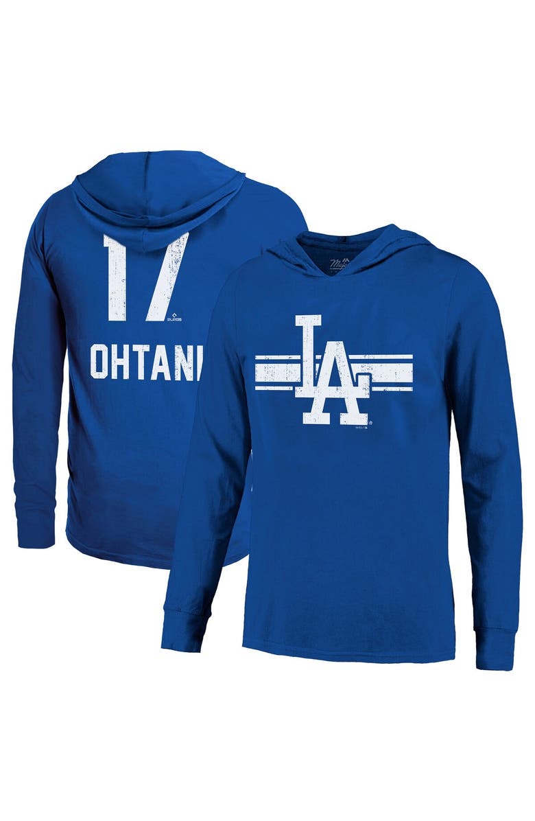 Majestic Threads Men's Majestic Threads Shohei Ohtani Royal Los Angeles Dodgers Lightweight Name & Number Hoodie, Main, color, Royal