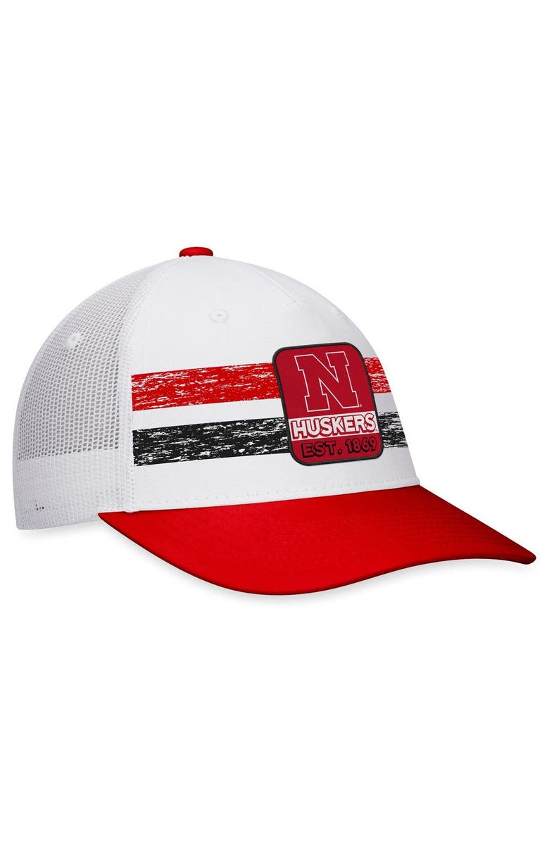TOP OF THE WORLD Men's Top of the World White/Scarlet Nebraska Huskers Retro Fade Snapback Hat, Alternate, color, White