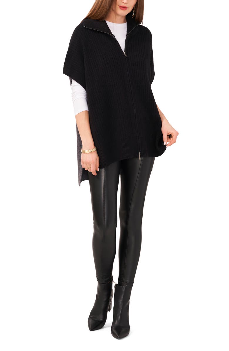 Vince Camuto Rib Front Zip Cardigan, Alternate, color,