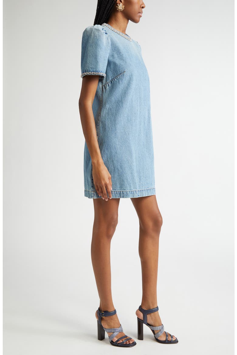Crystal Embellished Denim Minidress, Alternate, color, BLUE MOON