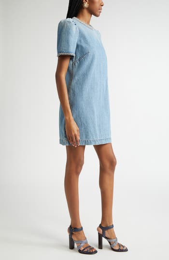 Zimmermann Crystal Embellished Denim Minidress | Nordstrom
