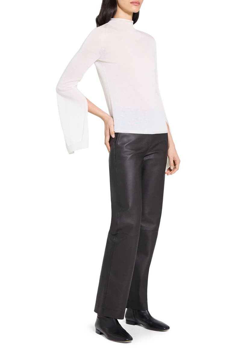 Split Sleeve Roll Neck Wool Blend Sweater, Alternate, color, IVORY