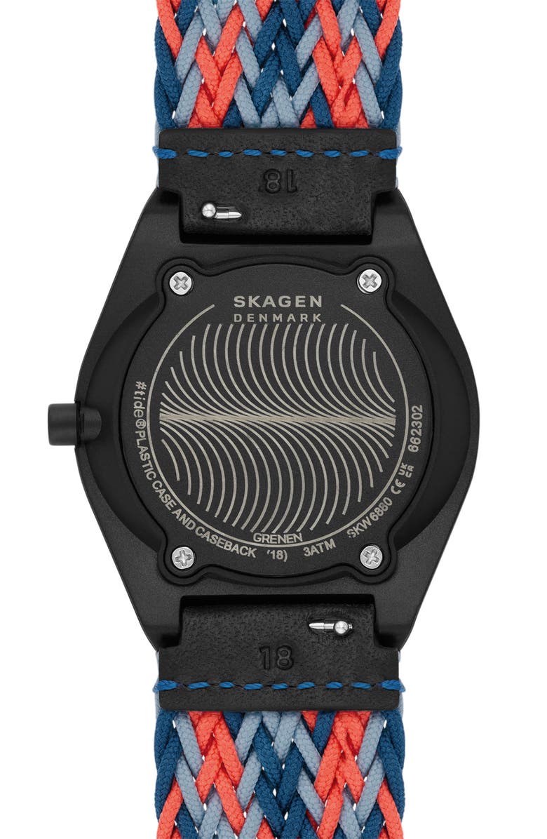 Skagen Sams Series Solar Powered Woven Strap Watch, 37mm, Alternate, color, 