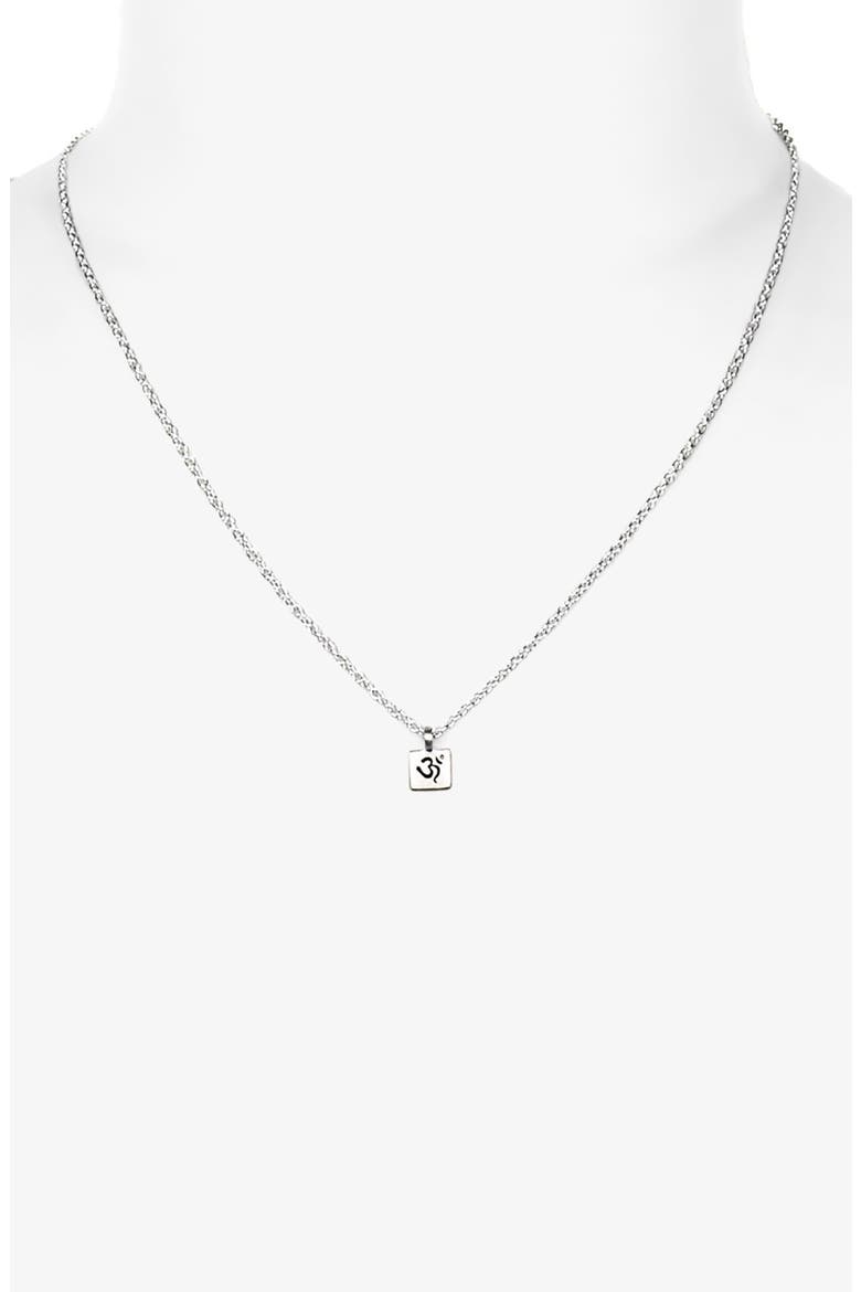 'Om' Engraved Pendant Necklace, Alternate, color, SILVER SQUARE