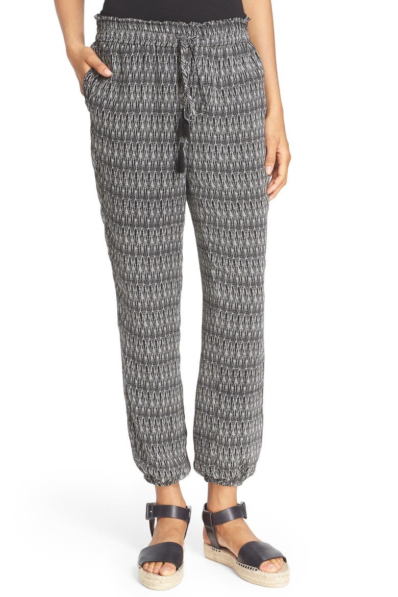 'Jourdanna' Print Silk Pants, Main, color, CAVIAR