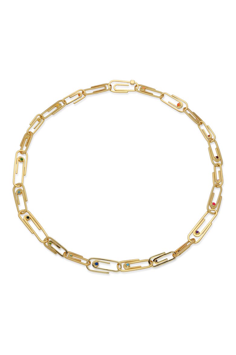 Louisa Paperclip Enamel Necklace, Alternate, color, GOLD