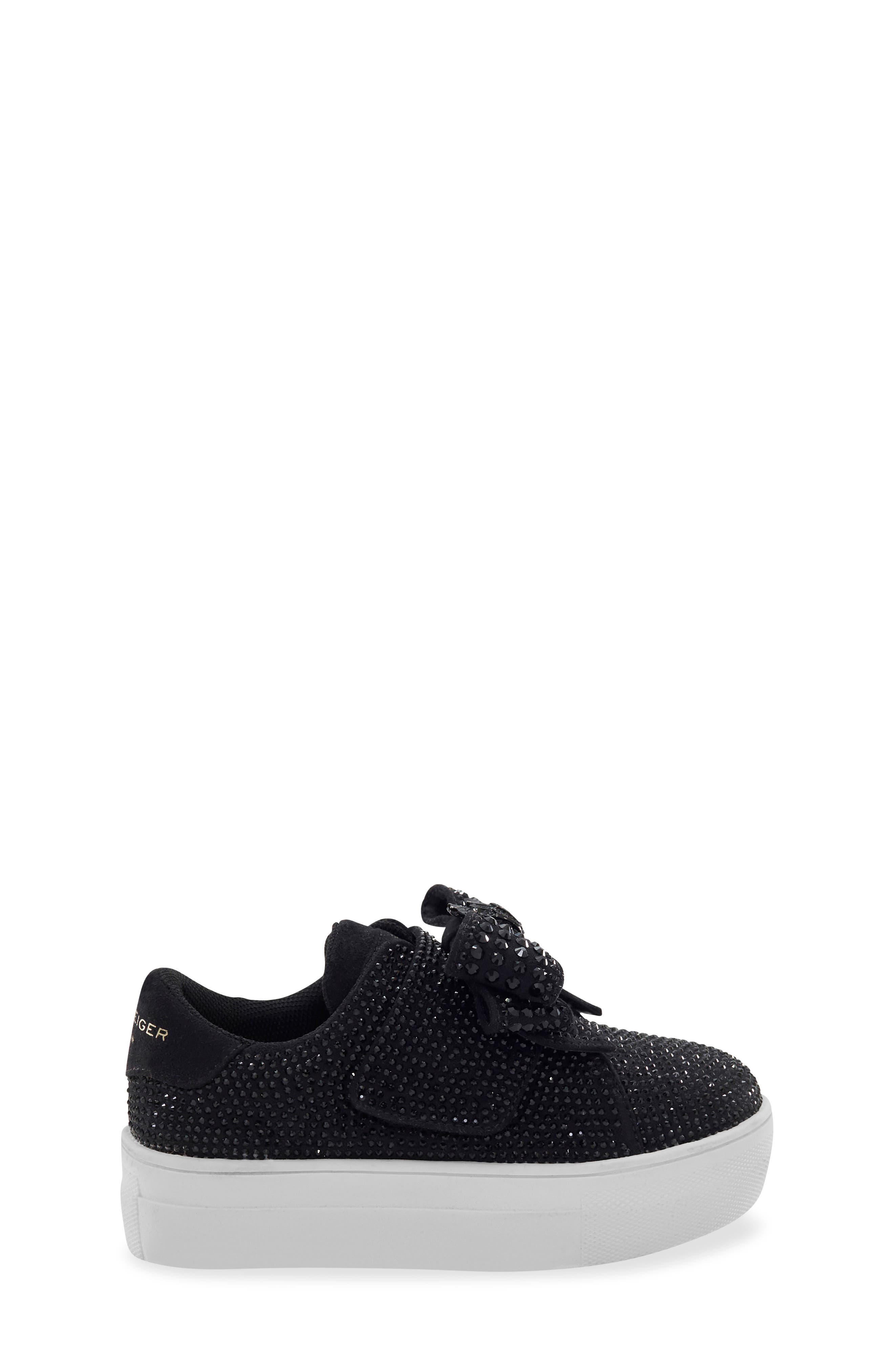 Kurt Geiger London Kids' Mini Laney Bow Platform Sneaker, Alternate, color, Black/White