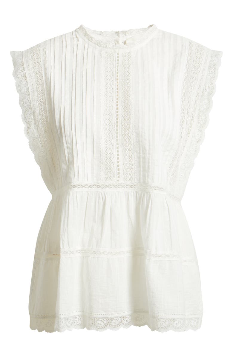 THE GREAT. The Sonnet Lace Inset Top, Alternate, color, True White