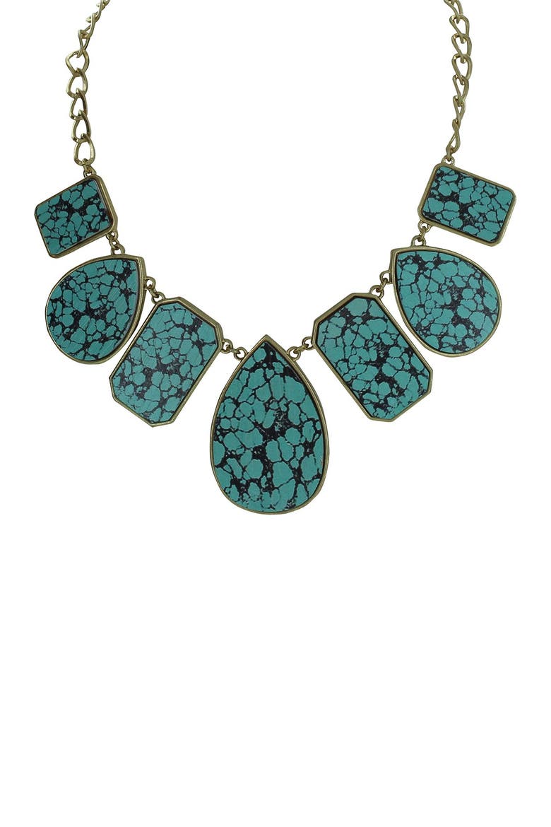 Gaby 14K Yellow Gold Plated Crackled Statement Necklace, Main, color, GOLD