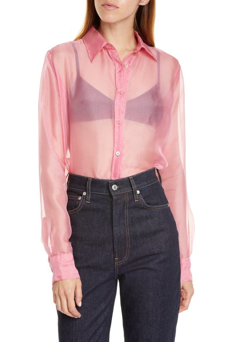 Silk Organza Shirt, Main, color, PINK