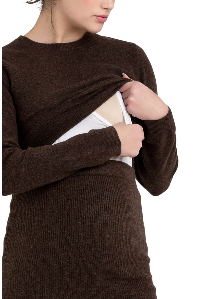 Dani Rib Stitch Maternity Skirt, Alternate, color, CHOCOLATE