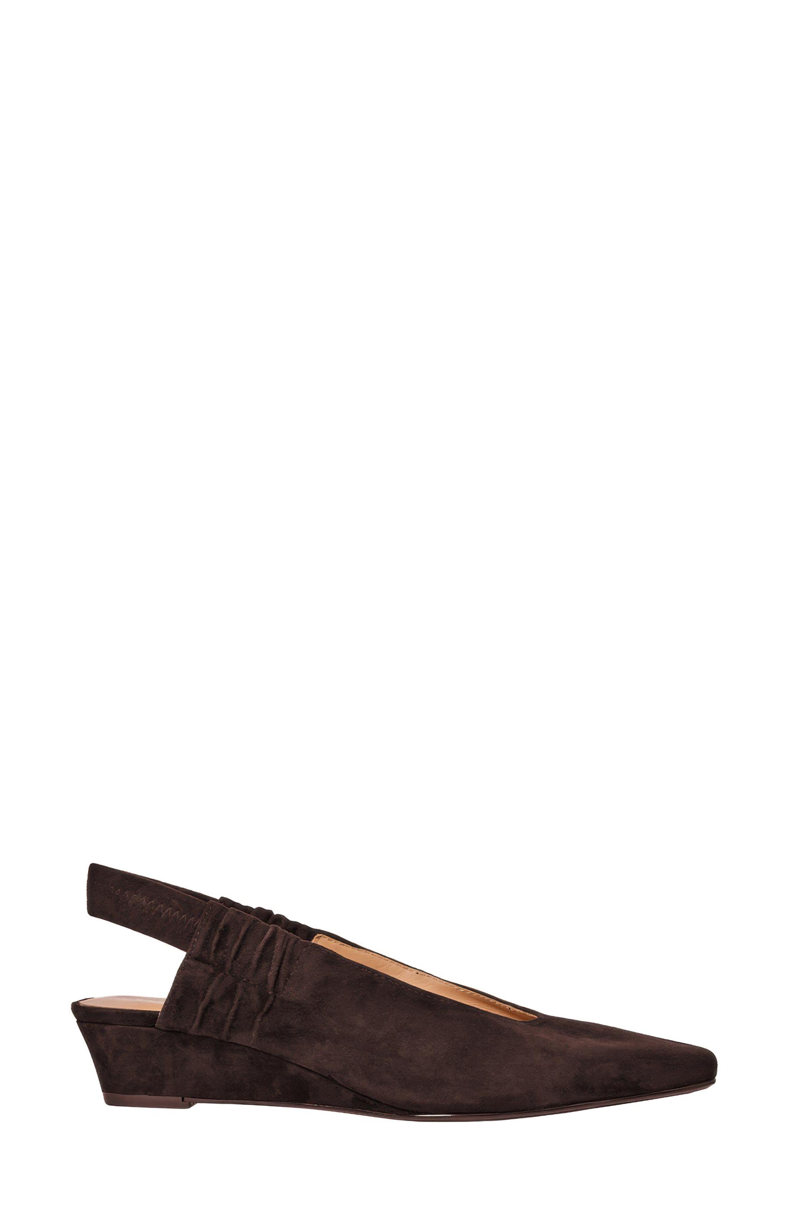 Odeya Slingback Pointed Toe Wedge Pump, Alternate, color, DARK BROWN SUEDE