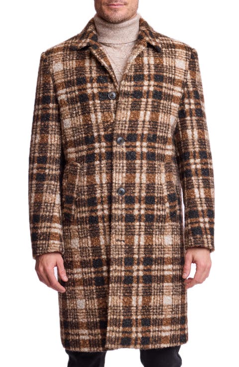Plaid Slash Pocket Overcoat