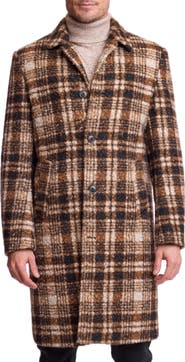 PAISLEY & GRAY Plaid Slash Pocket Overcoat