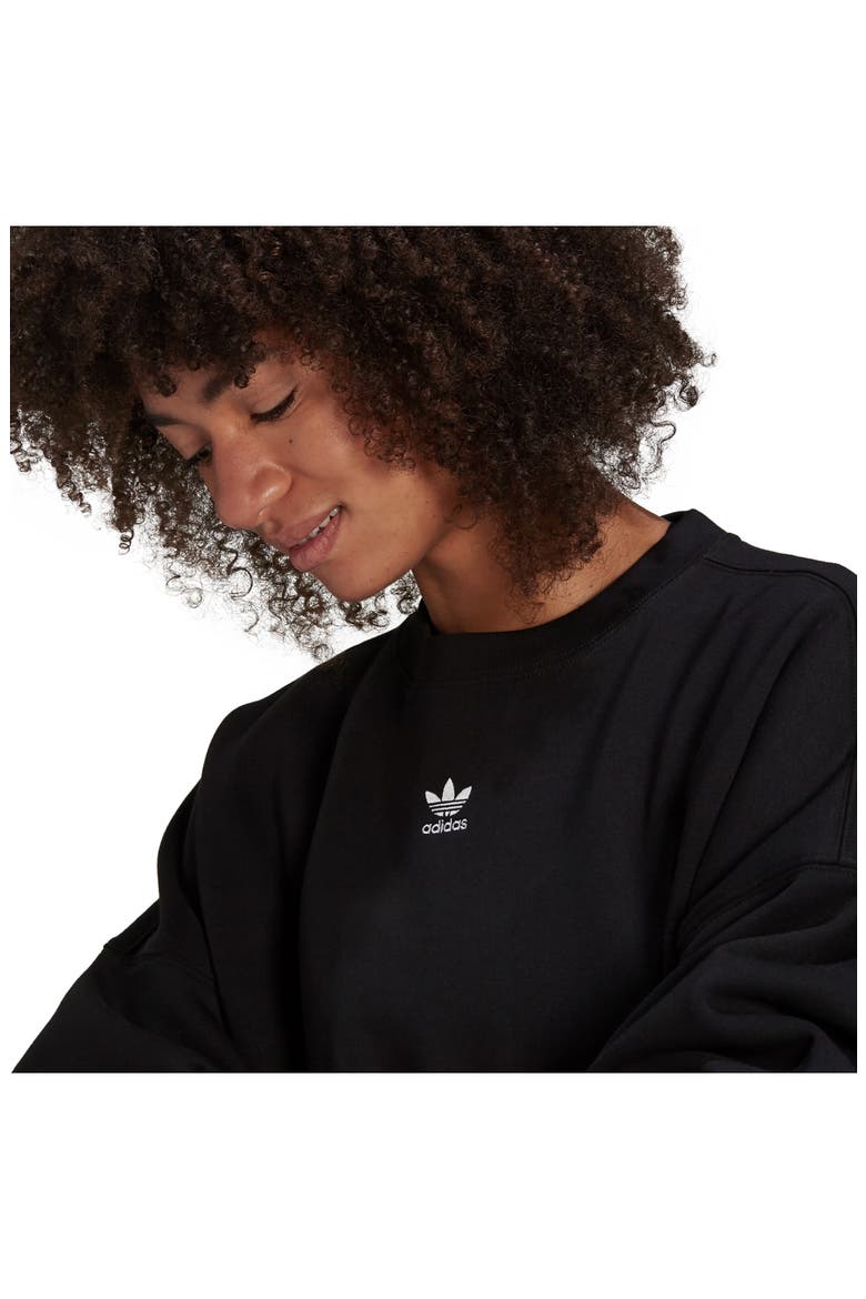 Originals Trefoil Crewneck Sweatshirt, Alternate, color, BLACK