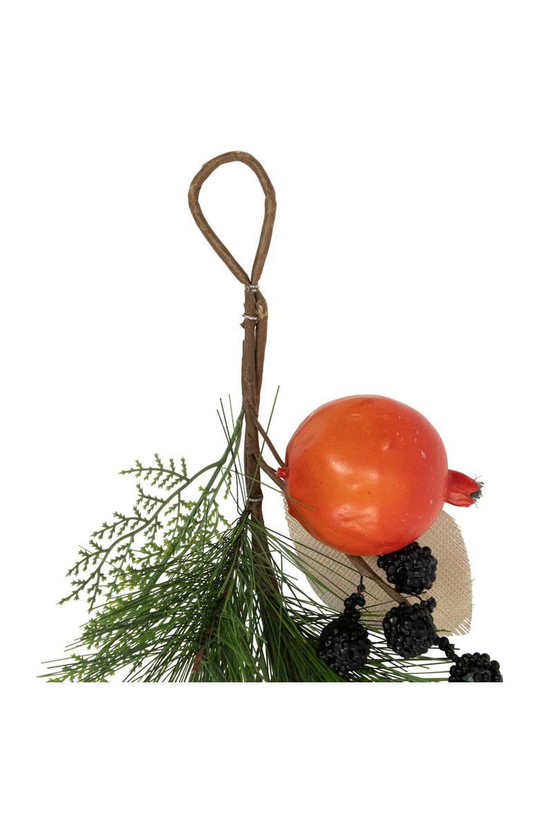 Northlight Mixed Berry, Leaves and Pomegranate Fall Harvest Garland - 6' x 10" - Green and Orange, Alternate, color, Red