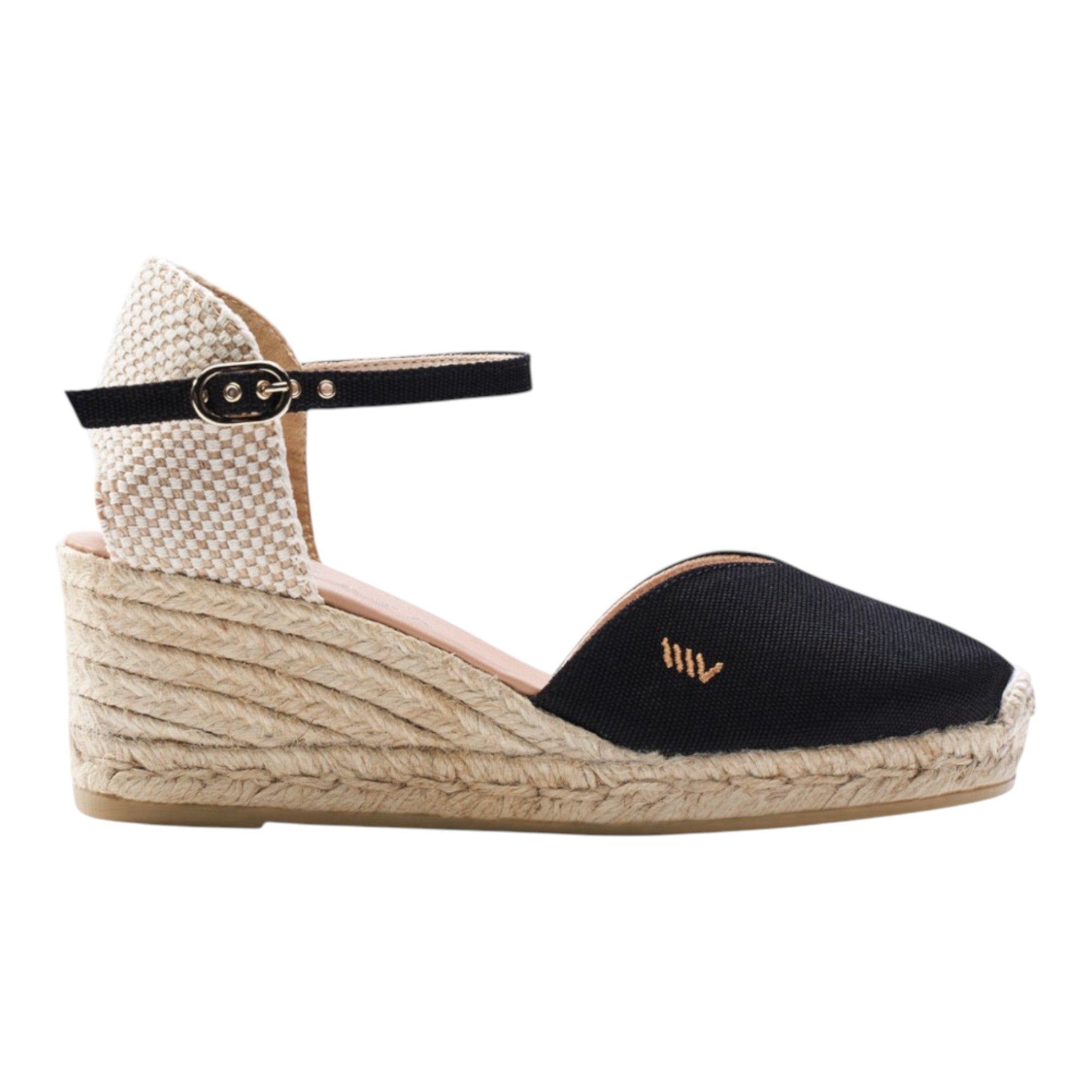 VISCATA Reus Canvas Espadrille Wedges, Main, color, Black