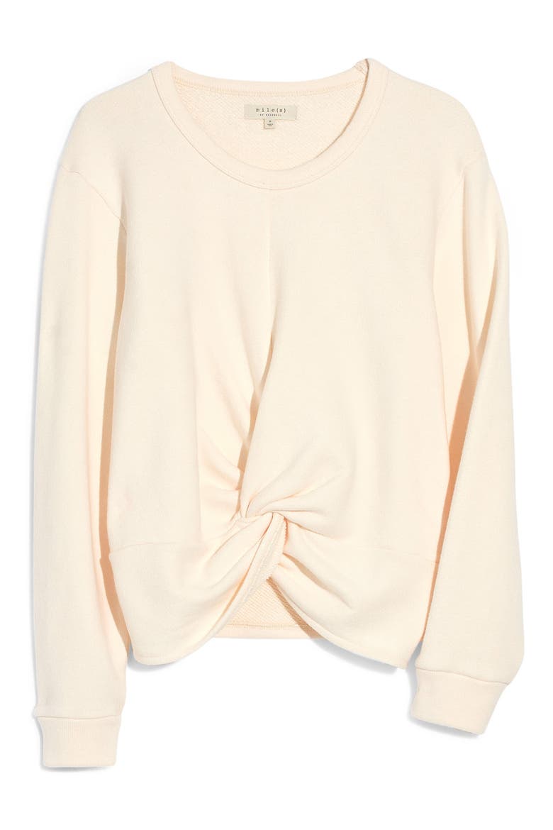 Twist Front Sweatshirt, Alternate, color, PEARL IVORY
