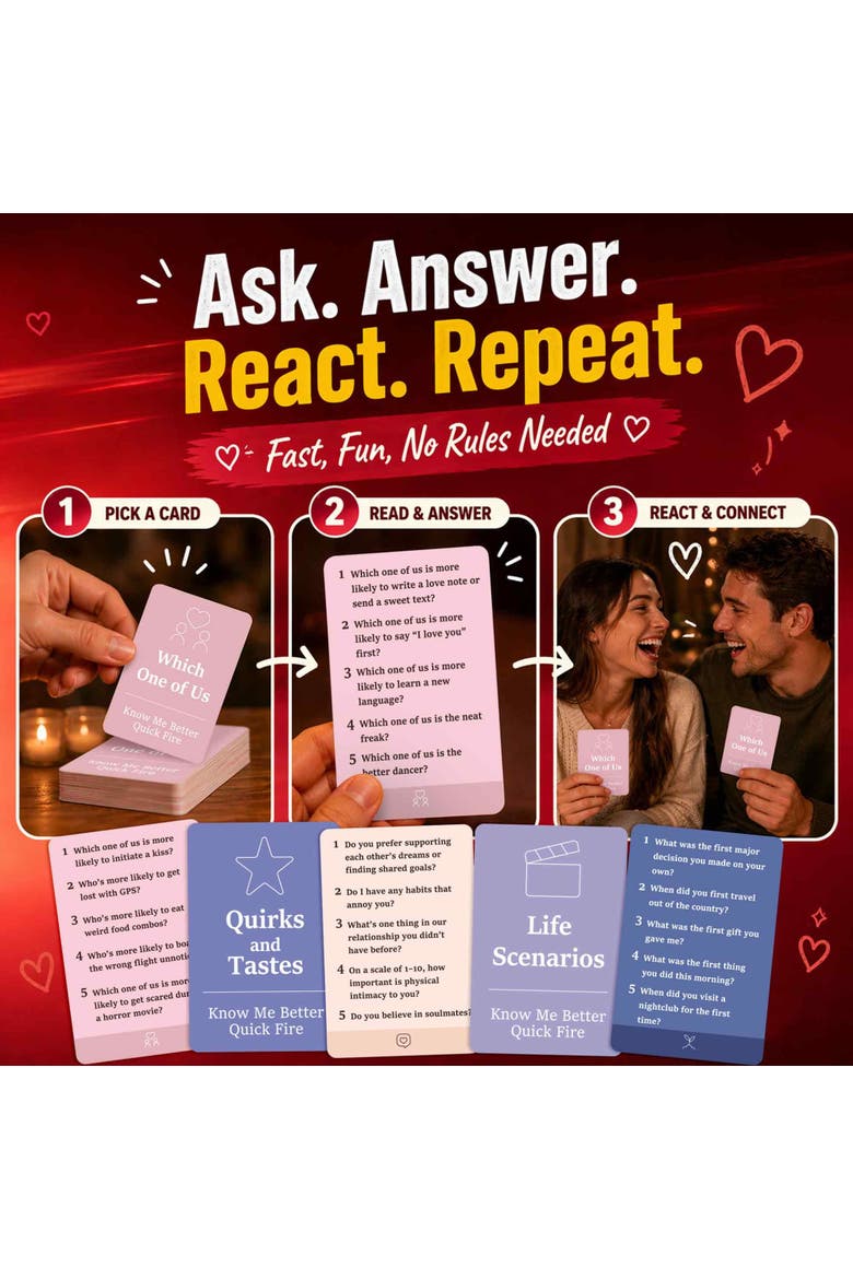 Couples Conversation & Date Night Card Games Set, Alternate, color, Quick Fire