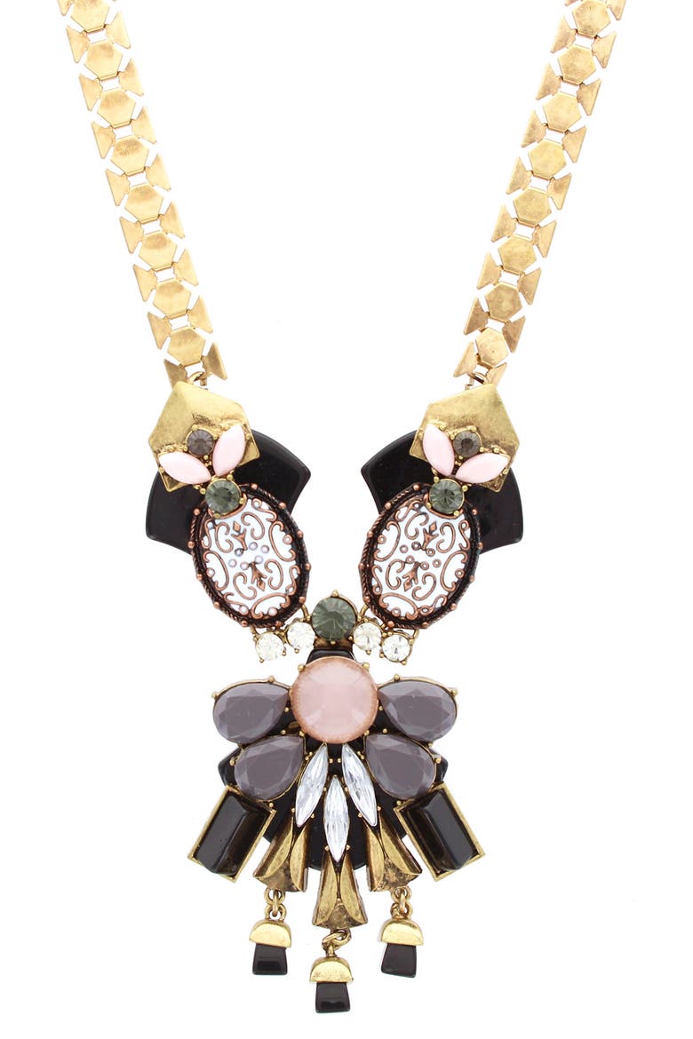 Clara Pendant Necklace, Main, color, BURNISHED GOLD / BLACK