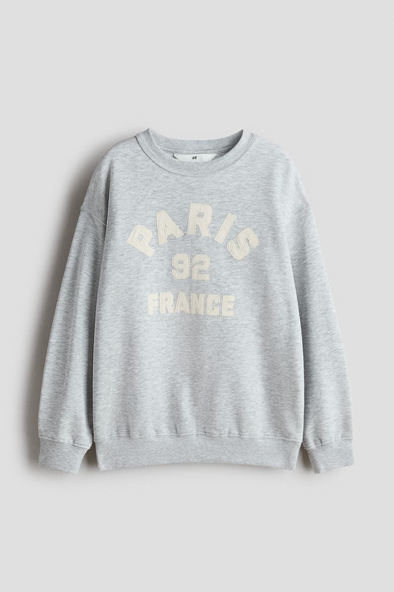 Motif-detail Sweatshirt, Alternate, color, Light gray melange/Paris