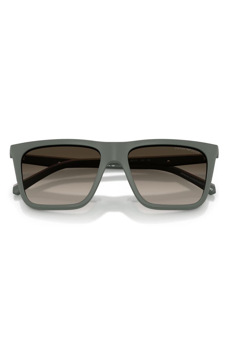 Emporio Armani 56mm Clip-On Style Square Sunglasses, Alternate, color, Matte Green / Clear