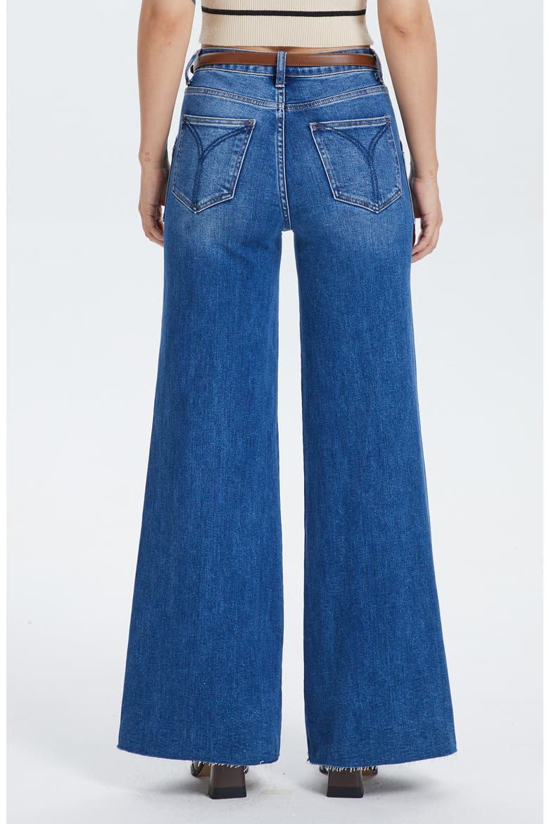 Raw Hem High Waist Utility Wide Leg Jeans, Alternate, color, DARK INDIGODNU