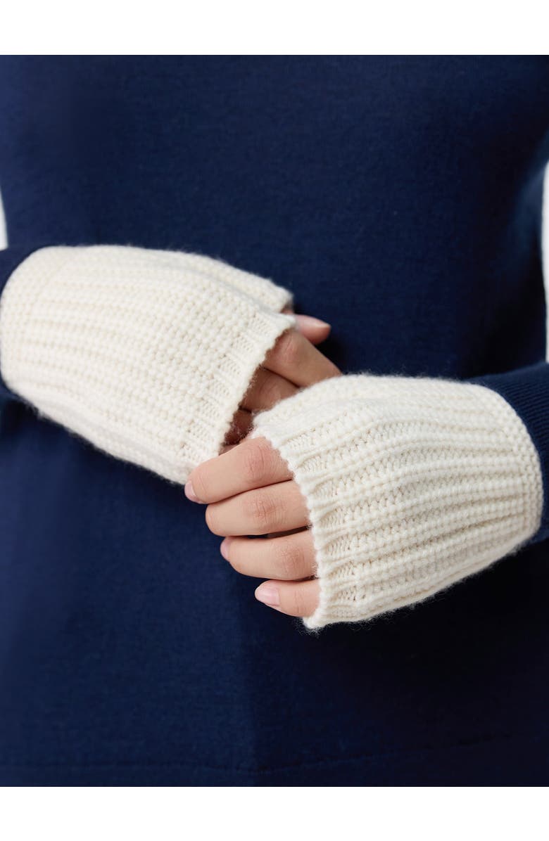 Gobi Cashmere Rib-Knit Cashmere Gloves, Alternate, color, White