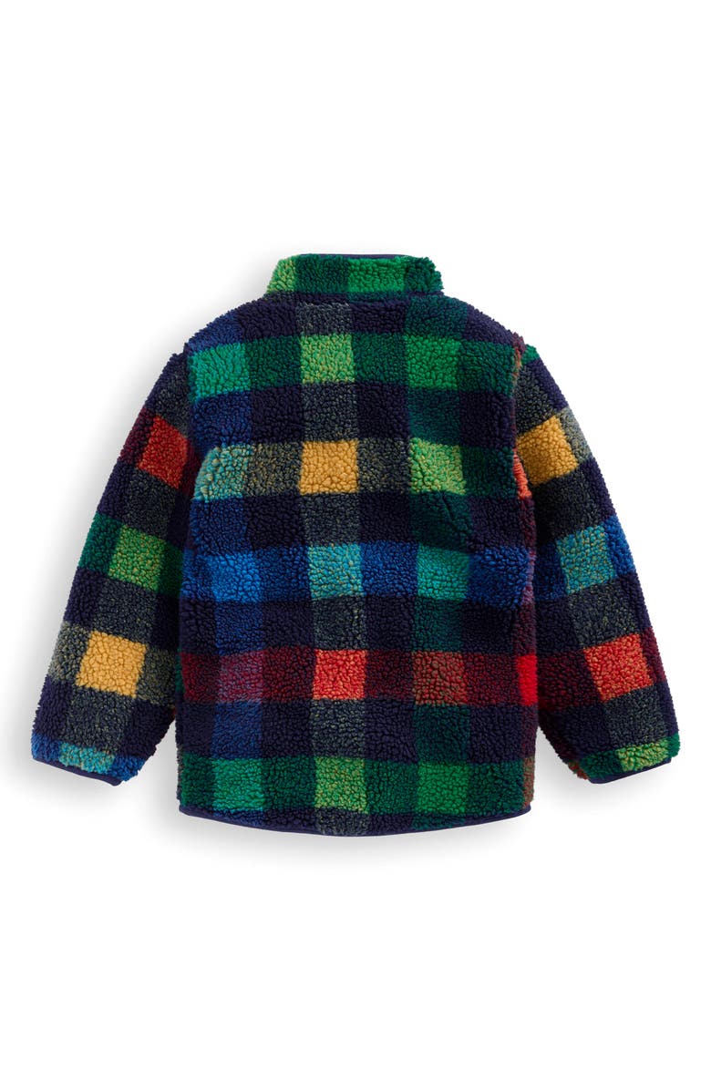 Mini Boden Kids' Cozy Fleece Jacket, Alternate, color, Navy Check