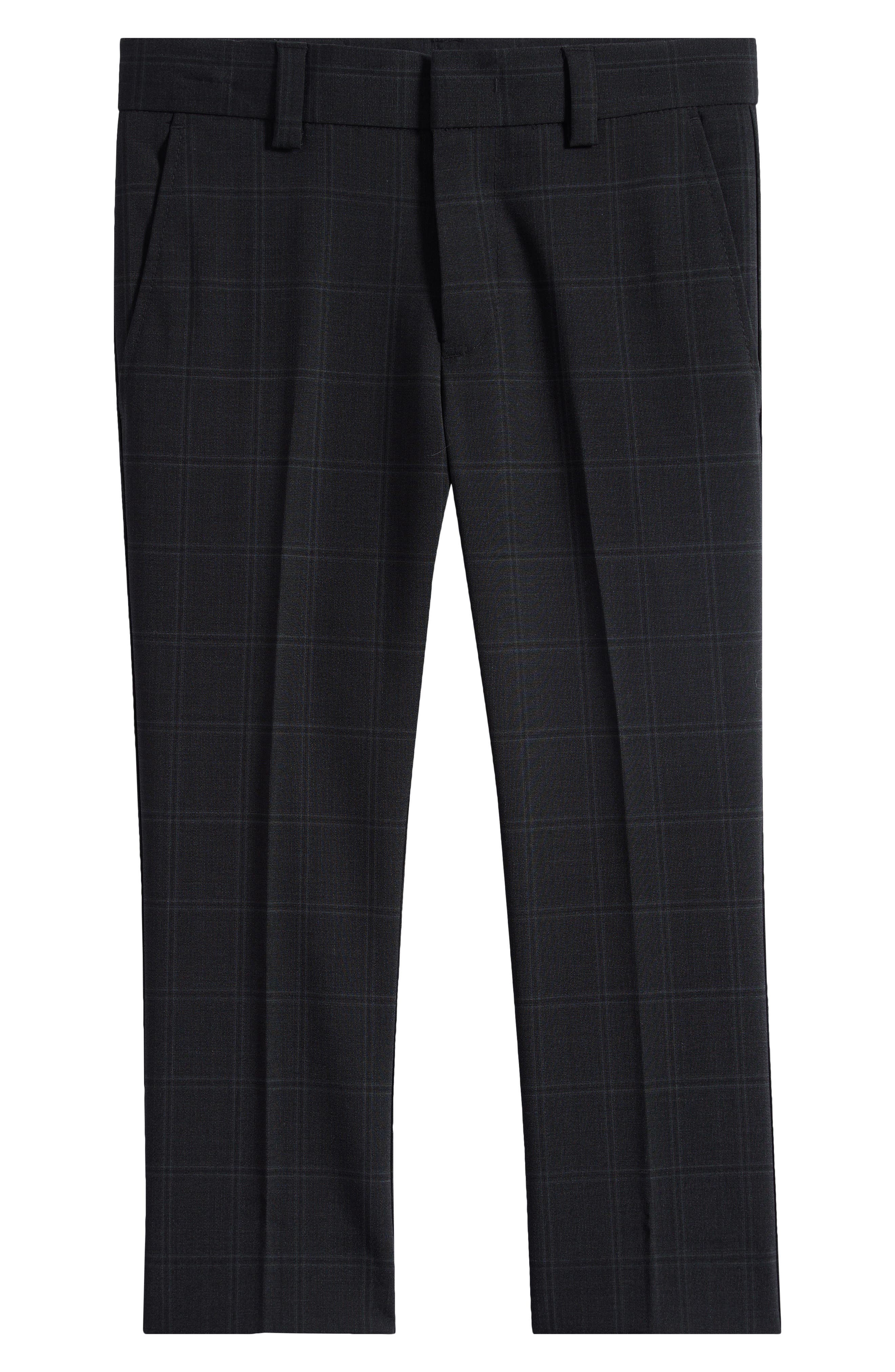 Kids' Windowpane Wool Blend Dress Pants