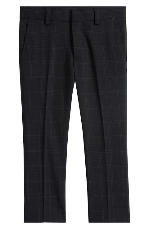 Kids' Windowpane Wool Blend Dress Pants