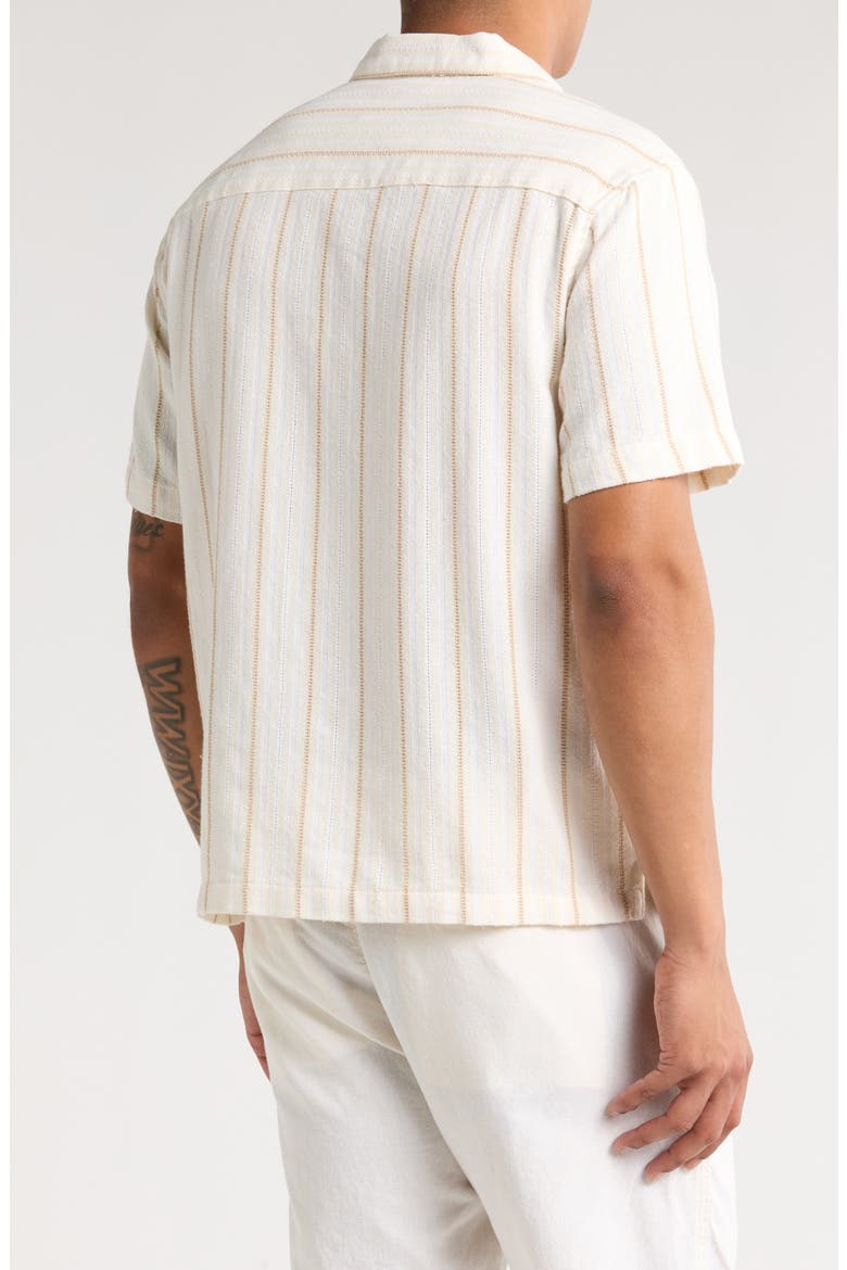 Stripe Textured Short Sleeve Button-Up Shirt, Alternate, color, CREAM/ KHAKI