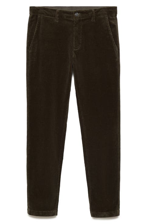 Slim Fit Straight Leg Corduroy Pants