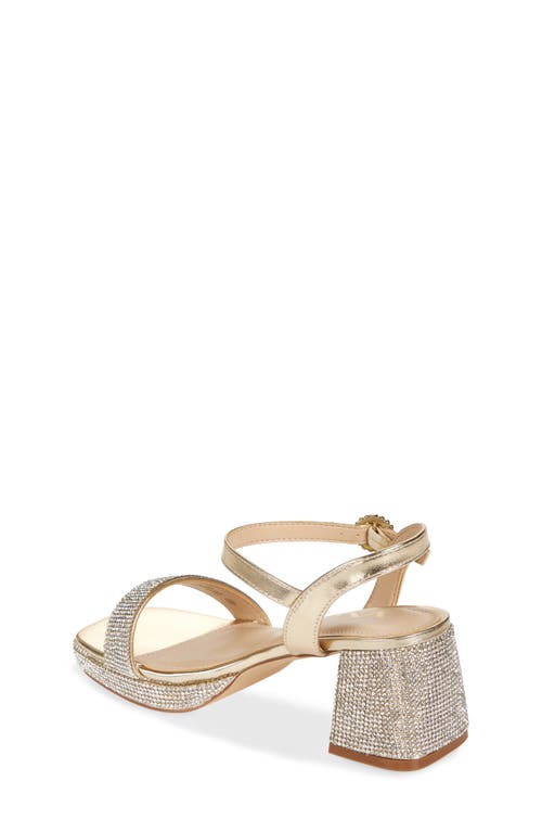 Nina Kids' Marysol Ankle Strap Platform Sandal In Light Gold Metallic Stones
