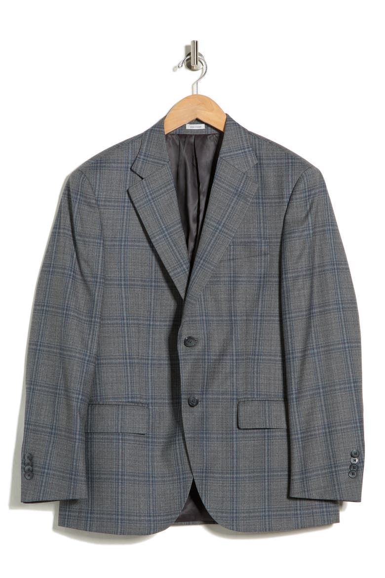 Flynn Classic Fit Plaid Wool Sport Coat, Alternate, color, GREY