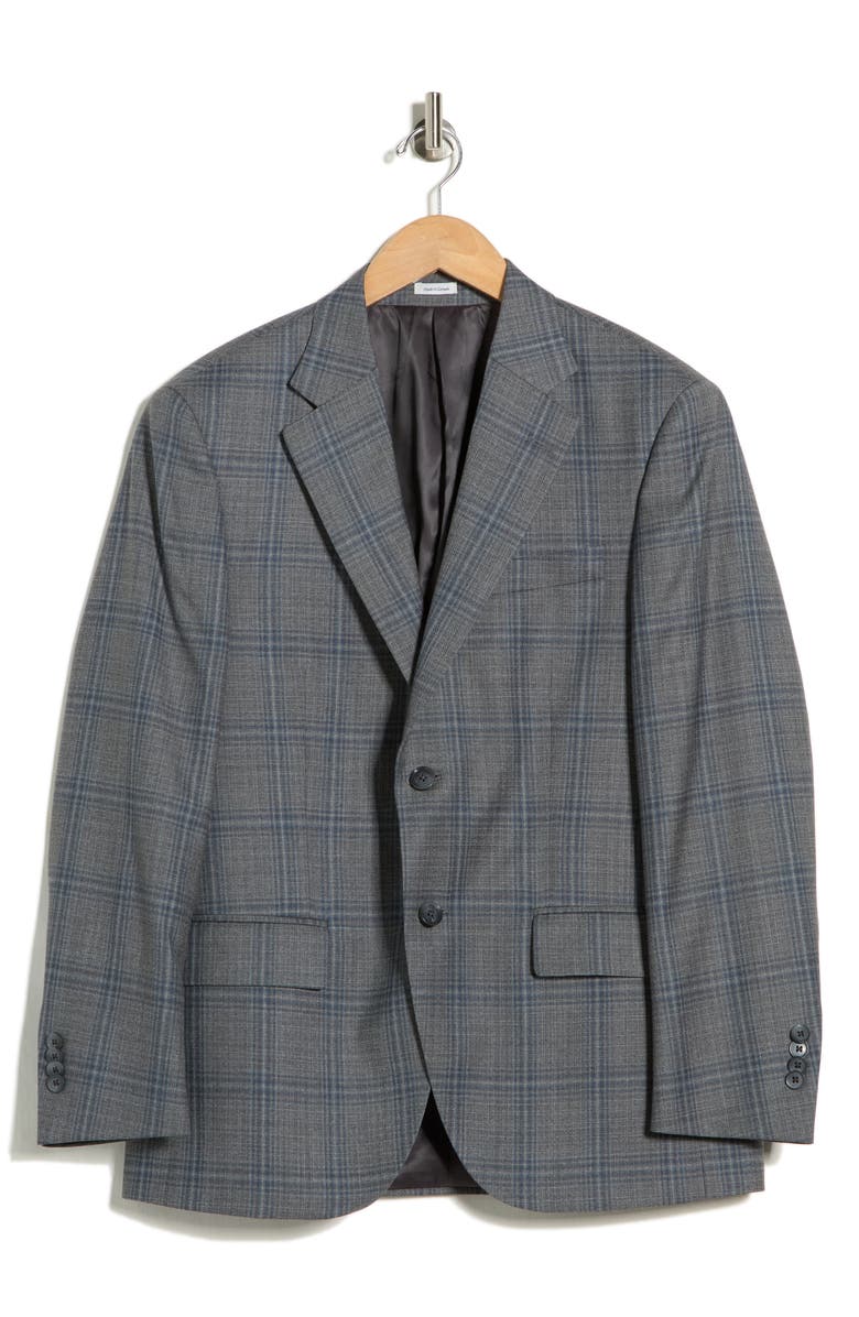 Peter Millar Flynn Classic Fit Plaid Wool Sport Coat, Main, color, Grey