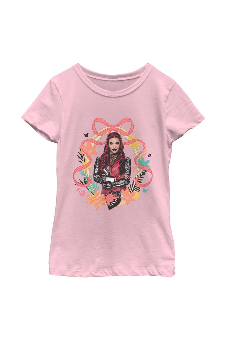 Girl's Descendants Wicked Wonderland Red Bow Portrait  Graphic T-Shirt, Main, color, Light Pink