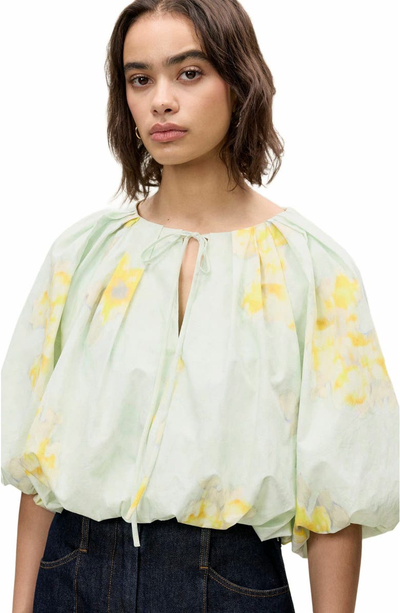 Rebecca Taylor Yara Bubble Top, Alternate, color, Sage Combo